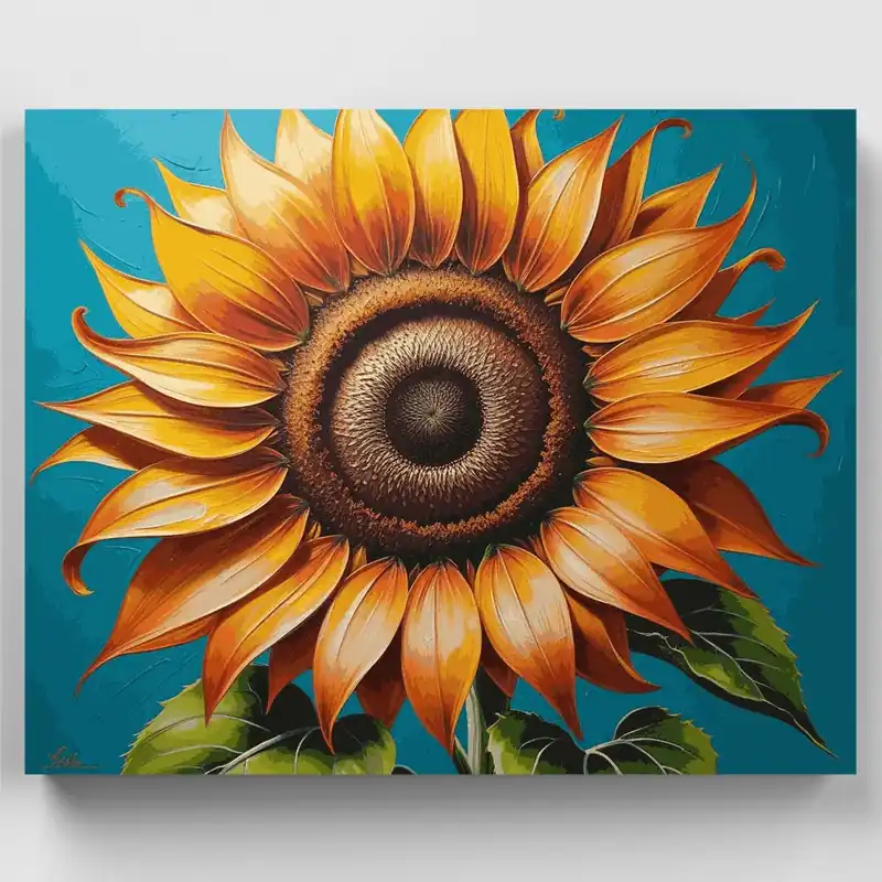 Floración Vibrante de Girasol - Kit de pintar por números - Lienzo Enrollado / 24 Colores Últimas Unidades