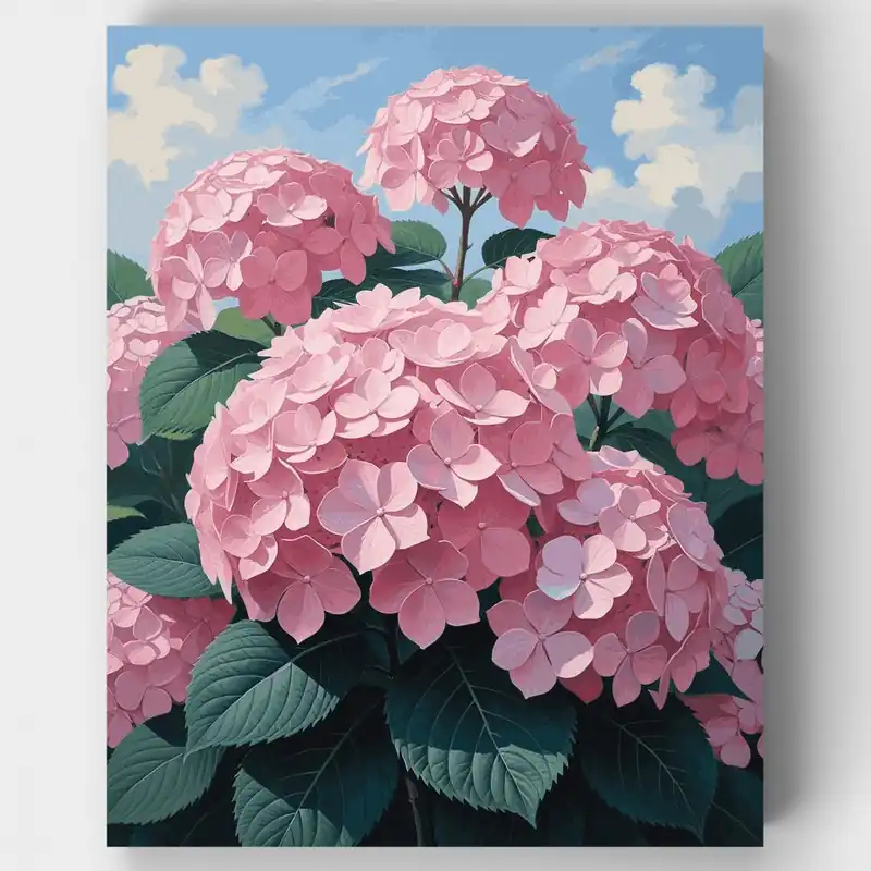 Hortensias Rosas en Flor - Kit de pintar por números - Lienzo Enrollado / 24 Colores Oferta Flash