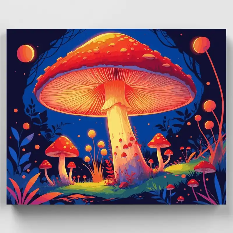 Precio De Fábrica Bosque Encantado de Hongos - Kit de pintar por números - Lienzo Enrollado / 24 Colores