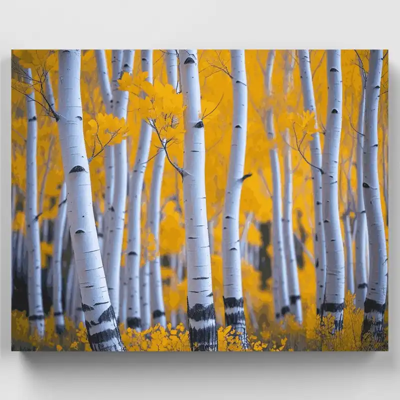 Bosque de Abedules en Otoño - Kit de pintar por números - Lienzo Enrollado / 24 Colores Stock Limitado