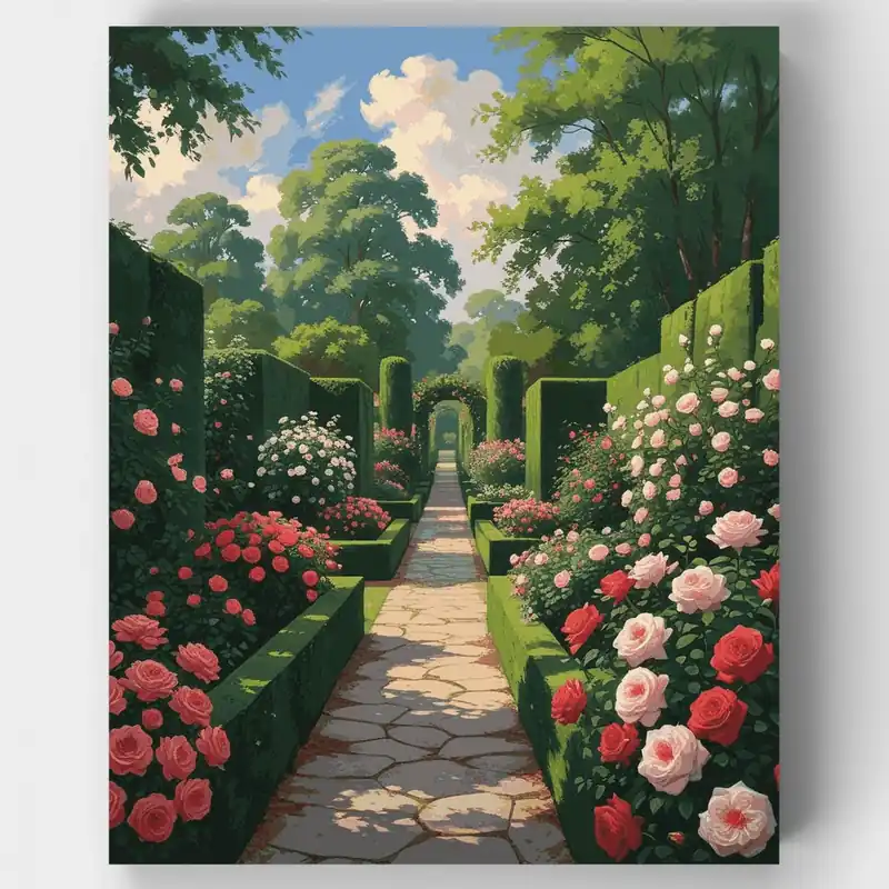 Sendero del Jardín de Rosas - Kit de pintar por números - Lienzo Enrollado / 24 Colores Comprar En Línea