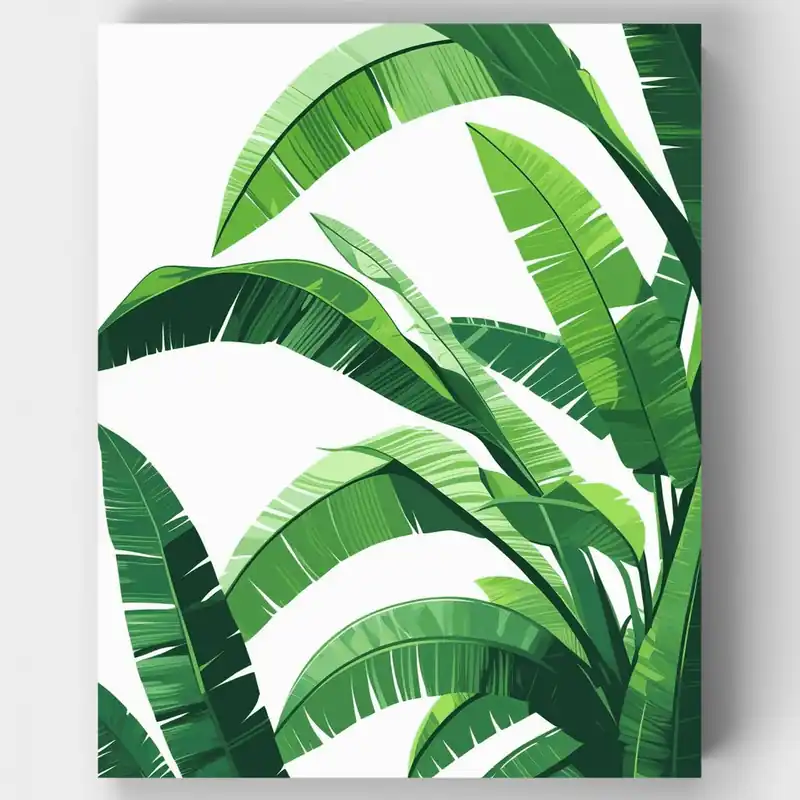 Hojas de Plátano Tropicales - Kit de pintar por números - Lienzo Enrollado / 24 Colores Promoción