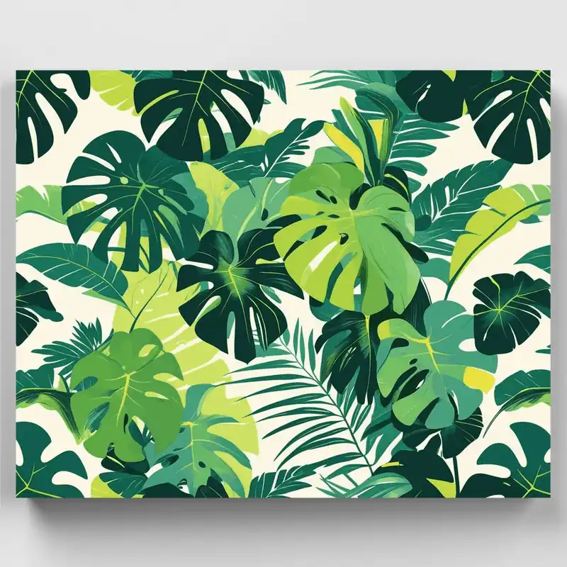 Últimas Unidades Kit de pintar por números Paraíso de Follaje Tropical Exuberante - Lienzo Enrollado / 24 Colores