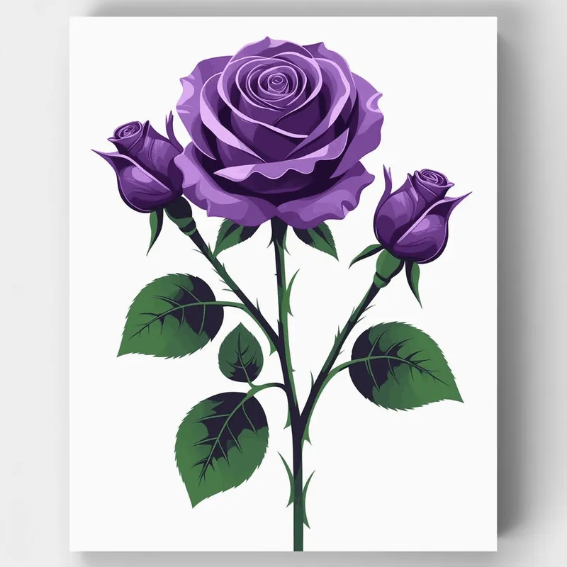 Envío Internacional Rosas Moradas - Kit de pintar por números - Lienzo Enrollado / 24 Colores