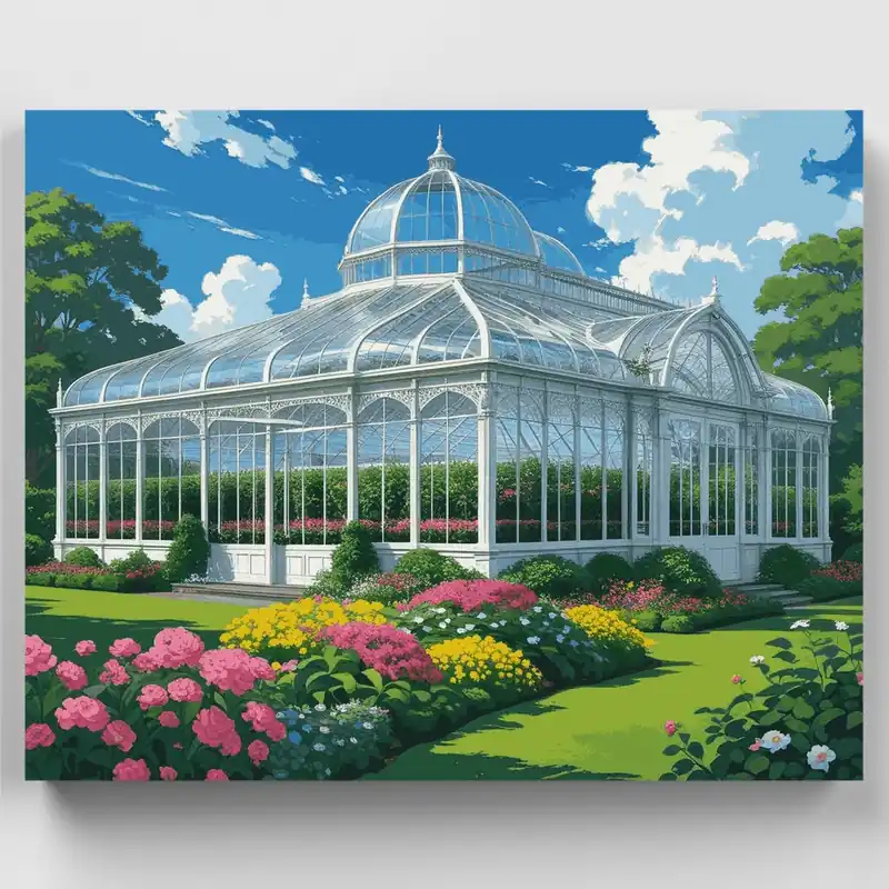 Máxima Calidad Jardín de Invernadero Victoriano - Kit de pintar por números - Lienzo Enrollado / 24 Colores