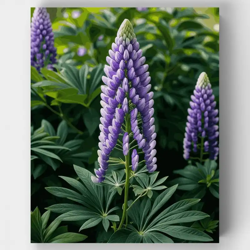 Flores de Lupino Morado - Kit de pintar por números - Lienzo Enrollado / 24 Colores Tendencia