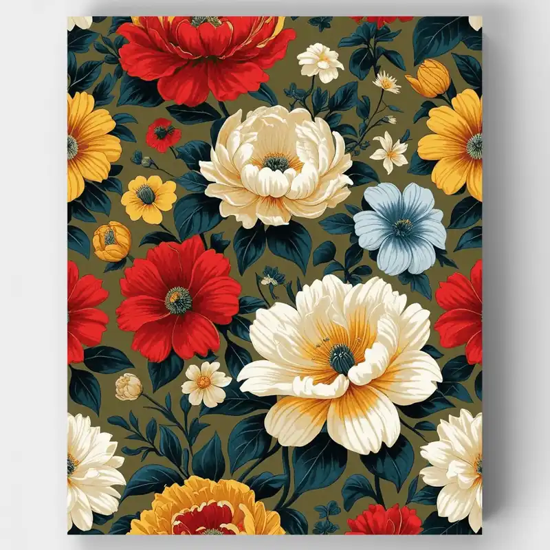 Jardín Floral Vintage - Kit de pintar por números - Lienzo Enrollado / 24 Colores Compra Ahora