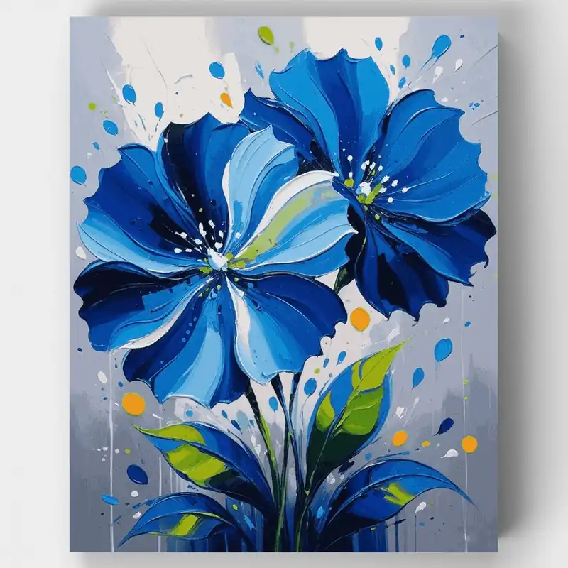 Última Versión Flor de Hibisco Azul - Kit de pintar por números - Lienzo Enrollado / 24 Colores