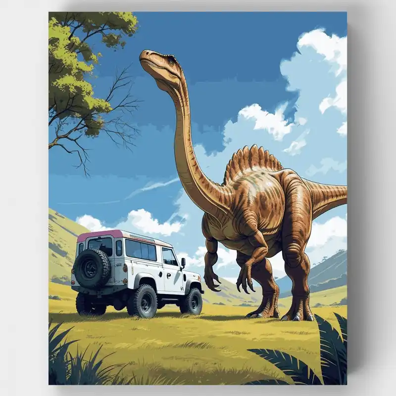 Últimas Unidades Aventura de Safari de Dinosaurios - Kit de pintar por números - Lienzo Enrollado / 24 Colores