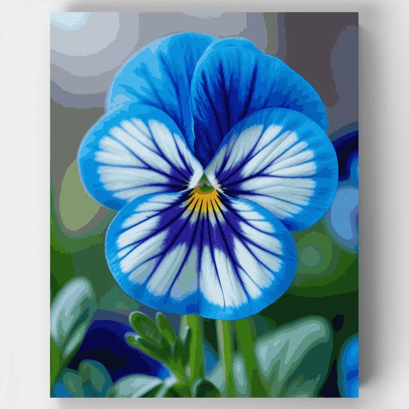 Flor Pensamiento Azul - Kit de pintar por números - Lienzo Enrollado / 24 Colores Nueva Colección