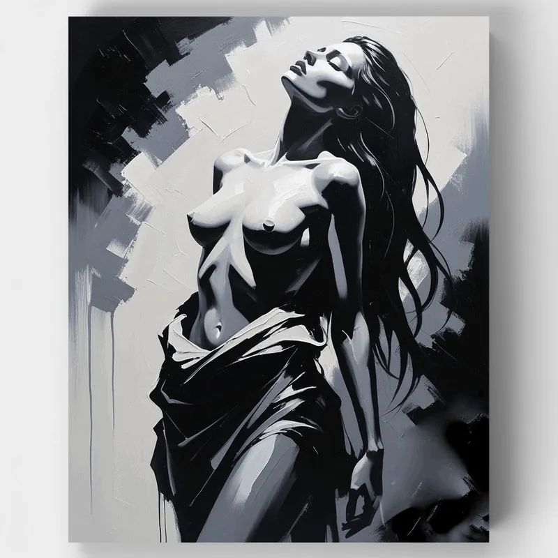 Elegancia Monocromática - Kit de pintar por números - Lienzo Enrollado / 24 Colores A Buen Precio