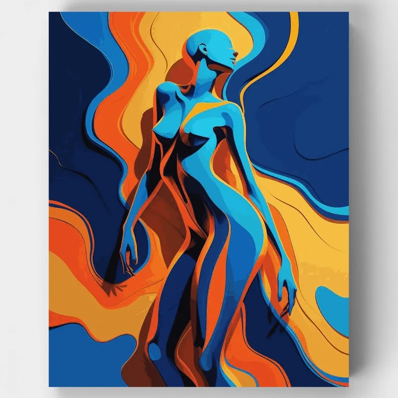 Máxima Calidad Abrazo Apasionado en Colores Fluidos - Kit de pintar por números - Lienzo Enrollado / 24 Colores