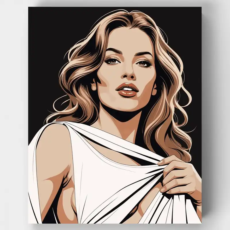 Alta Calidad Mujer Elegante en Vestido Blanco - Kit de pintar por números - Lienzo Enrollado / 24 Colores