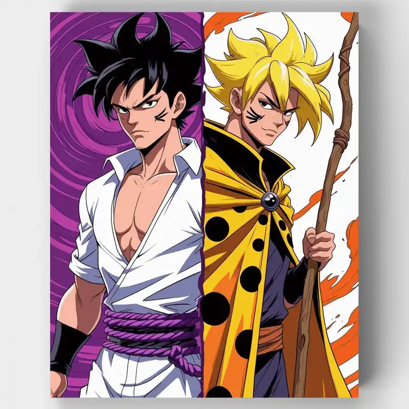 Escena de Batalla de Guerreros Anime - Kit de pintar por números - Lienzo Enrollado / 24 Colores Liquidación