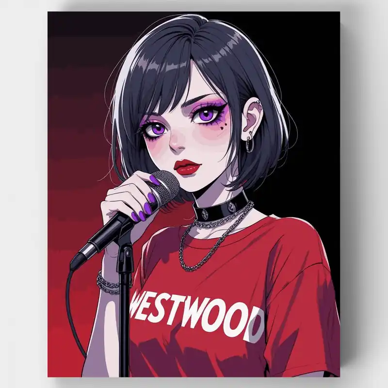 Chica Cantante de Anime con Micrófono - Kit de pintar por números - Lienzo Enrollado / 24 Colores Precio Económico