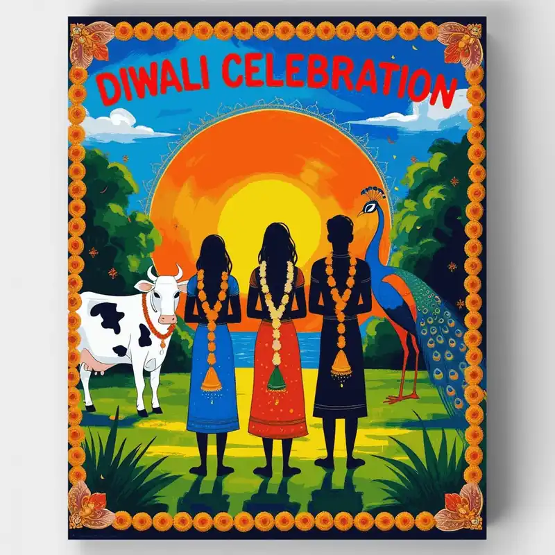 Profesional Celebración de Diwali - Kit de pintar por números - Lienzo Enrollado / 24 Colores