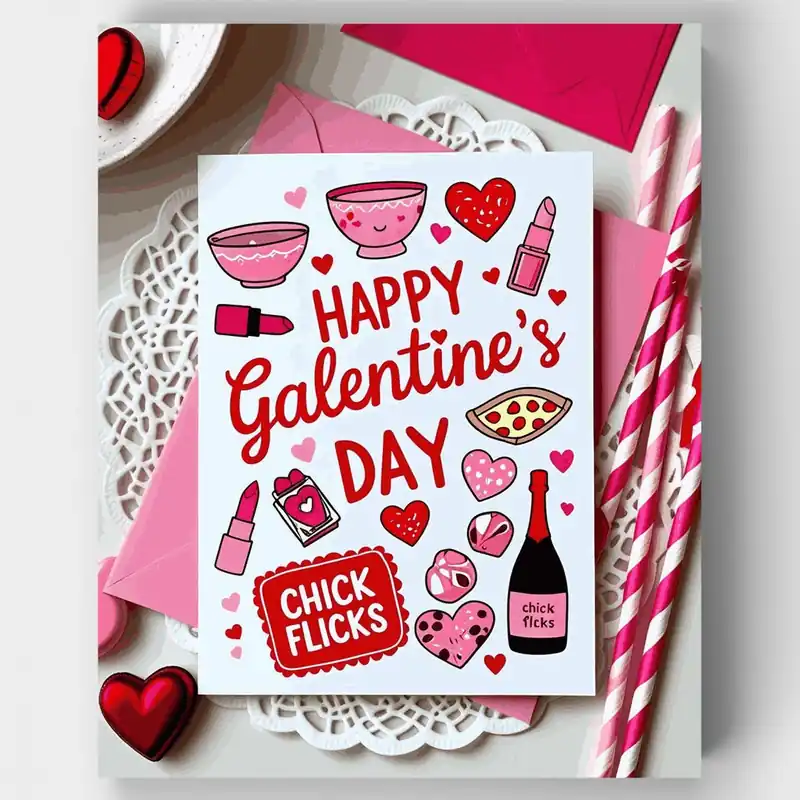 Hecho A Mano Feliz Día de Galentine's - Kit de pintar por números - Lienzo Enrollado / 24 Colores