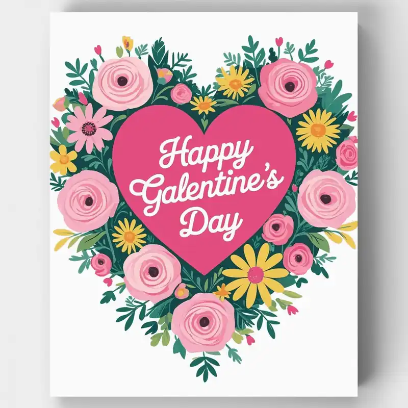 Kit de pintar por números Corazón Floral Feliz Día de Galentine - Lienzo Enrollado / 24 Colores Oferta Flash