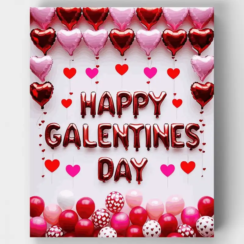 Últimas Unidades Kit de pintar por números Celebración de Globos del Día de Galentine - Lienzo Enrollado / 24 Colores