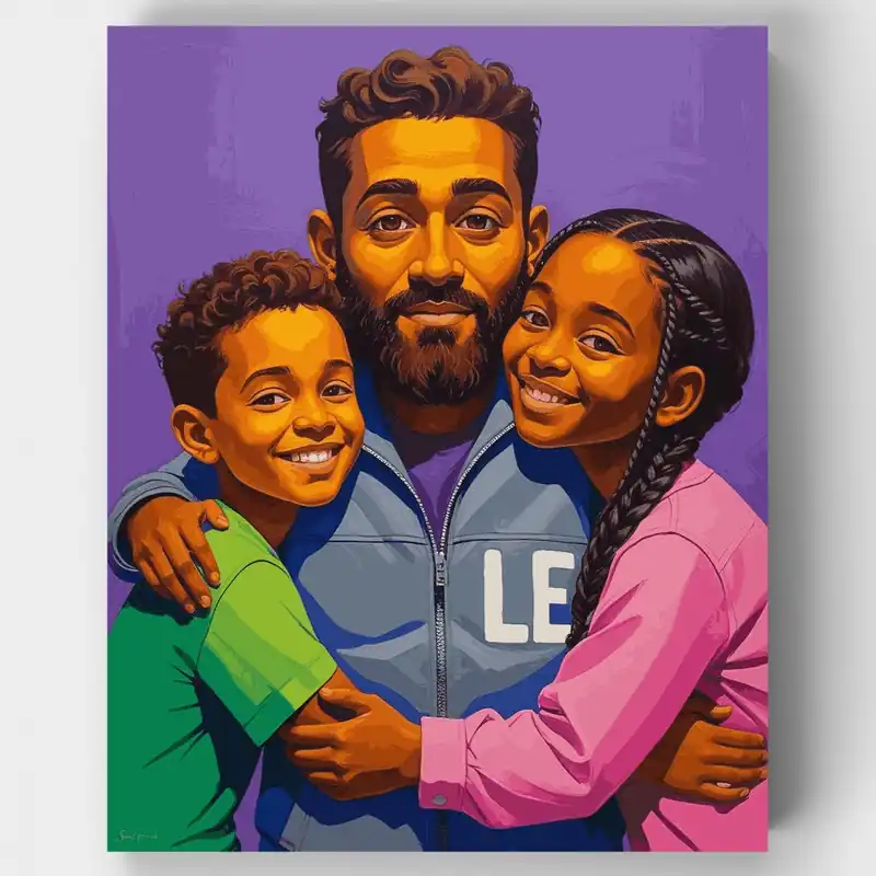 Económico Retrato Familiar - Kit de pintar por números - Lienzo Enrollado / 24 Colores