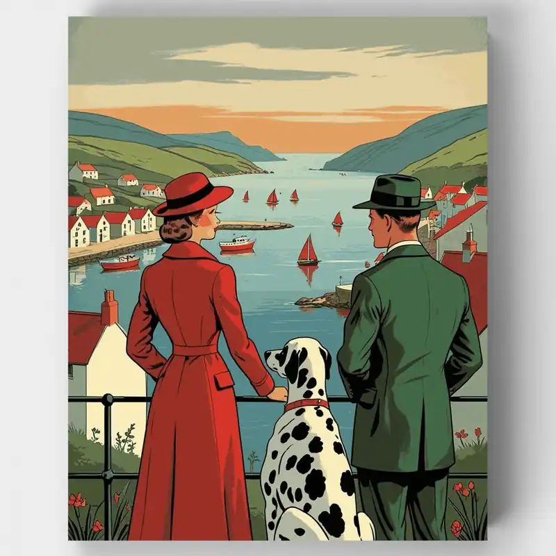 Envío Inmediato Romance Costero Vintage - Kit de pintar por números - Lienzo Enrollado / 24 Colores