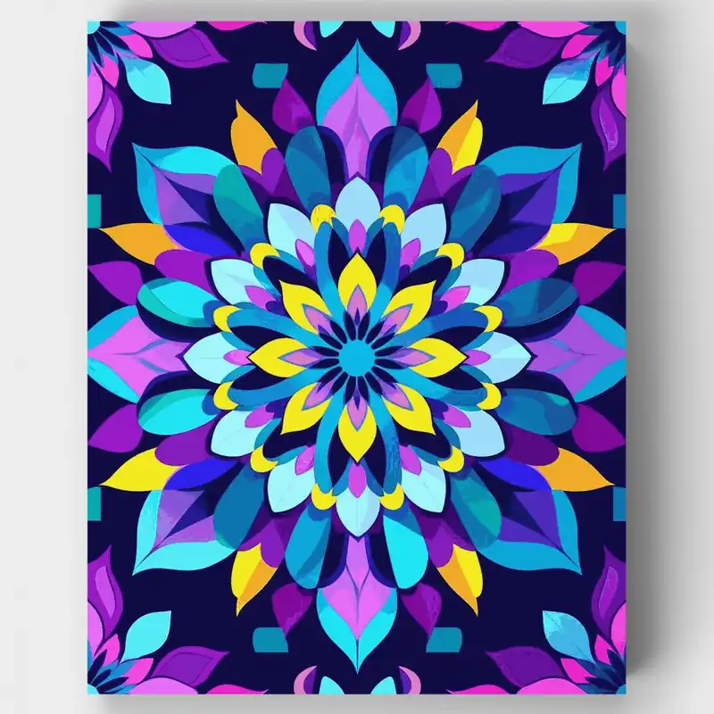 Nuevo Modelo Kit de pintar por números Sinfonía de Mandala de Pétalos Luminosos - Lienzo Enrollado / 24 Colores