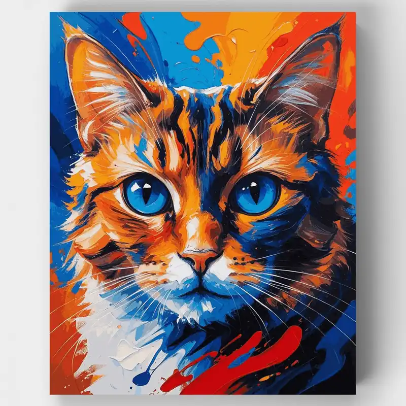 Rebajas Retrato Vibrante de Gato - Kit de pintar por números - Lienzo Enrollado / 24 Colores