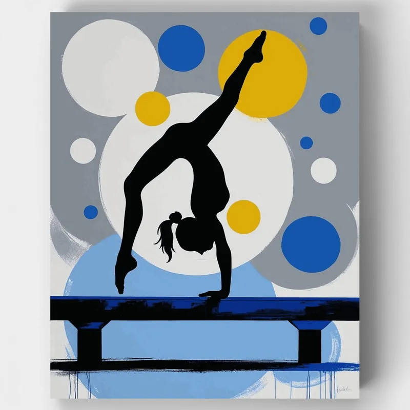 Gimnasta en Viga de Equilibrio Arte Abstracto - Kit de pintar por números - Lienzo Enrollado / 24 Colores Oferta Especial