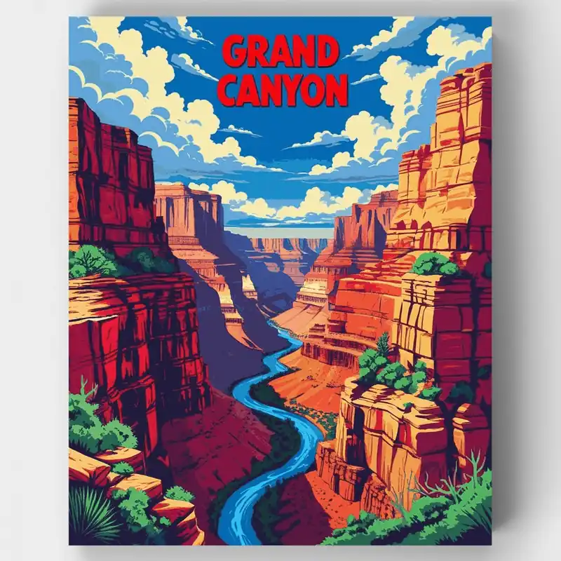 A Buen Precio Kit de pintar por números Vista del Parque Nacional Gran Cañón - Lienzo Enrollado / 24 Colores