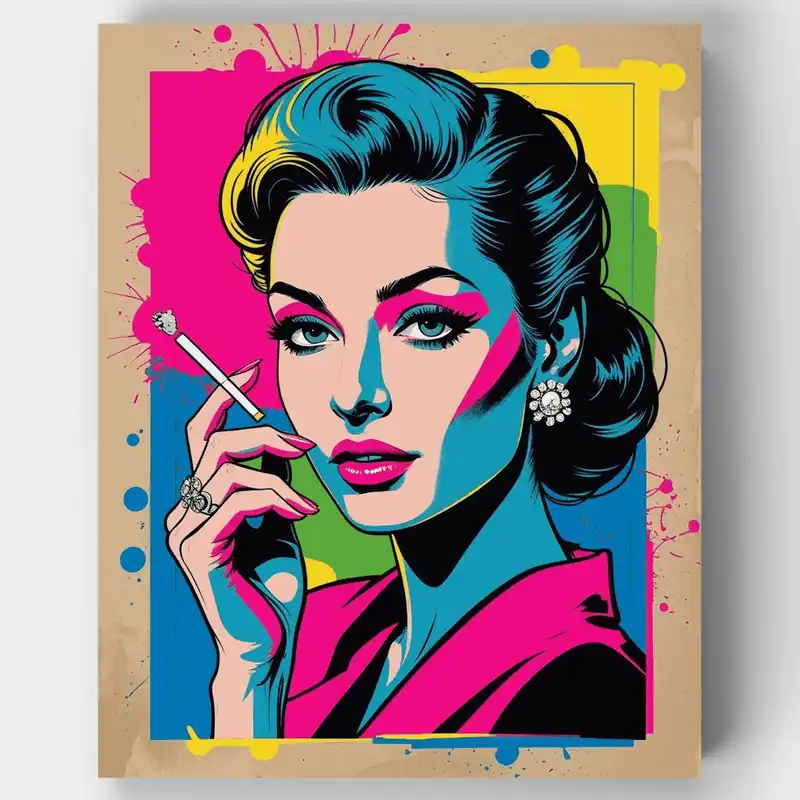 Directo De Fábrica Retrato de Mujer Pop Art - Kit de pintar por números - Lienzo Enrollado / 24 Colores