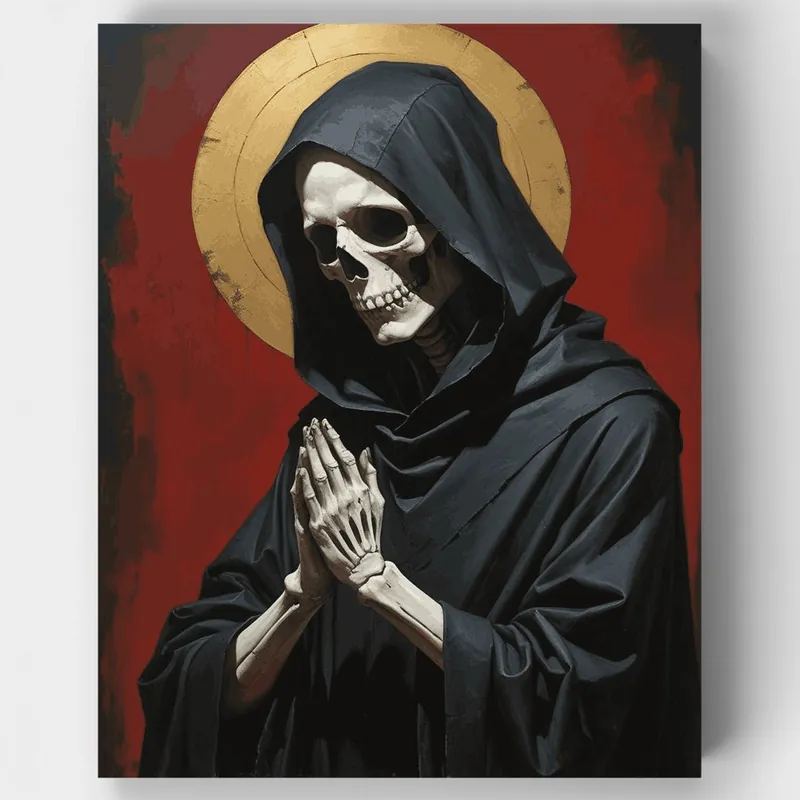 Santo de la Muerte Orando - Kit de pintar por números - Lienzo Enrollado / 24 Colores Más Vendido