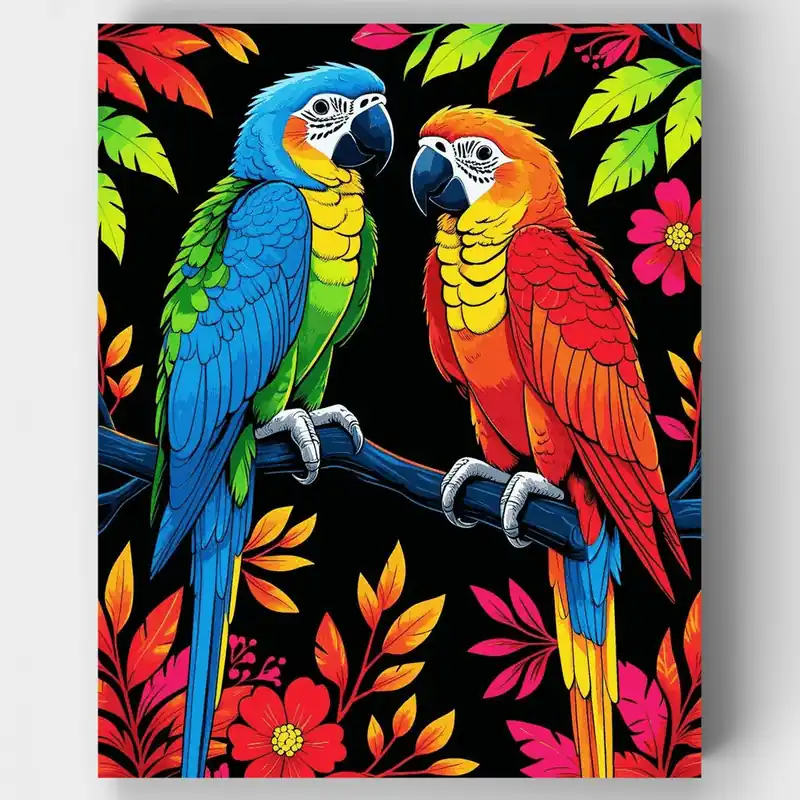 Loros Tropicales - Kit de pintar por números - Lienzo Enrollado / 24 Colores Comprar En Línea