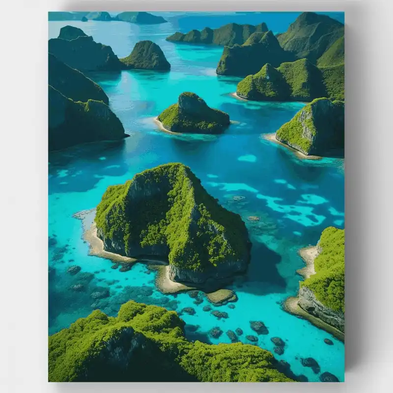 Islas Paraíso Tropical - Kit de pintar por números - Lienzo Enrollado / 24 Colores Directo De Fábrica