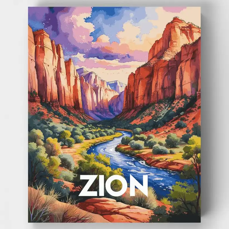 Zion - Kit de pintar por números - Lienzo Enrollado / 24 Colores De Moda