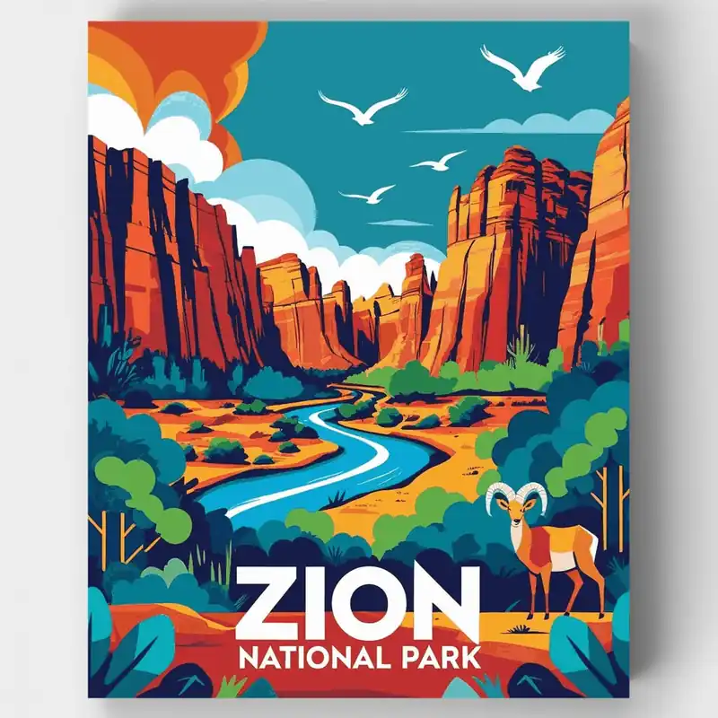 Solo Por Tiempo Limitado Kit de pintar por números Vida Silvestre del Desierto del Cañón Zion - Lienzo Enrollado / 24 Colores