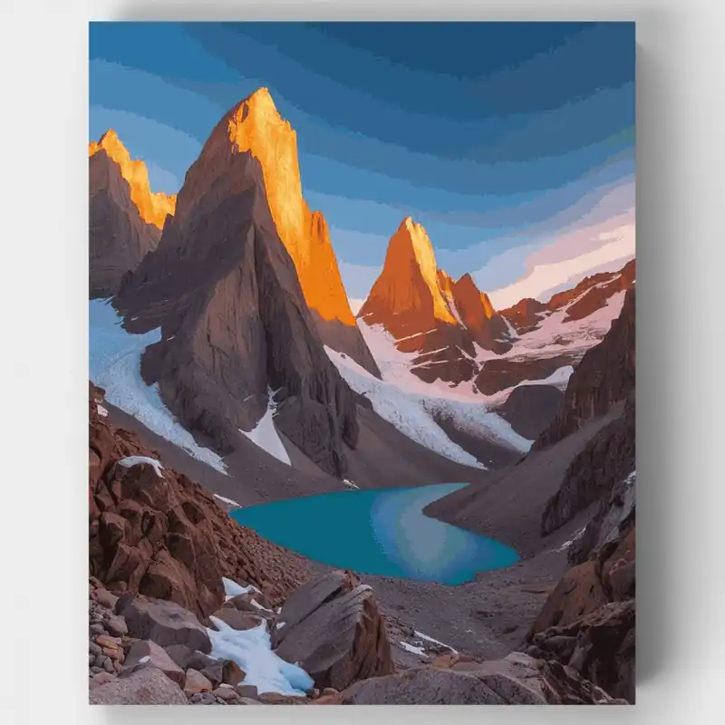 Favorito De Clientes Amanecer en Lago de Montaña - Kit de pintar por números - Lienzo Enrollado / 24 Colores