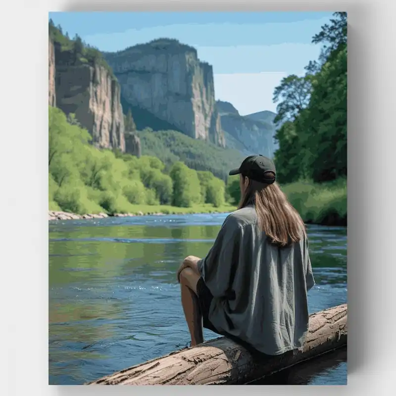 Garantía Incluida Kit de pintar por números Contemplación del Valle del Río Pacífico - Lienzo Enrollado / 24 Colores