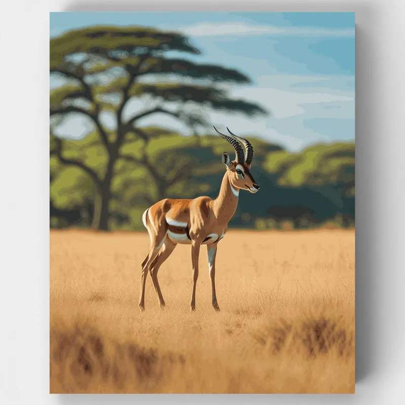 Impala de la Sabana Africana - Kit de pintar por números - Lienzo Enrollado / 24 Colores Últimas Unidades