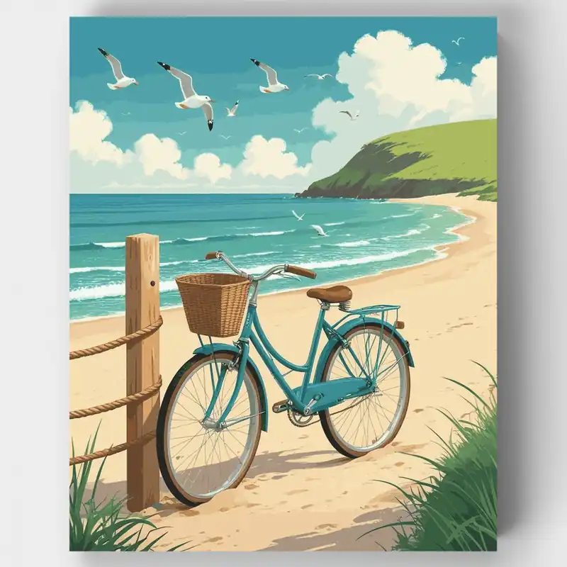 Aventura en Bicicleta Costera - Kit de pintar por números - Lienzo Enrollado / 24 Colores Liquidación