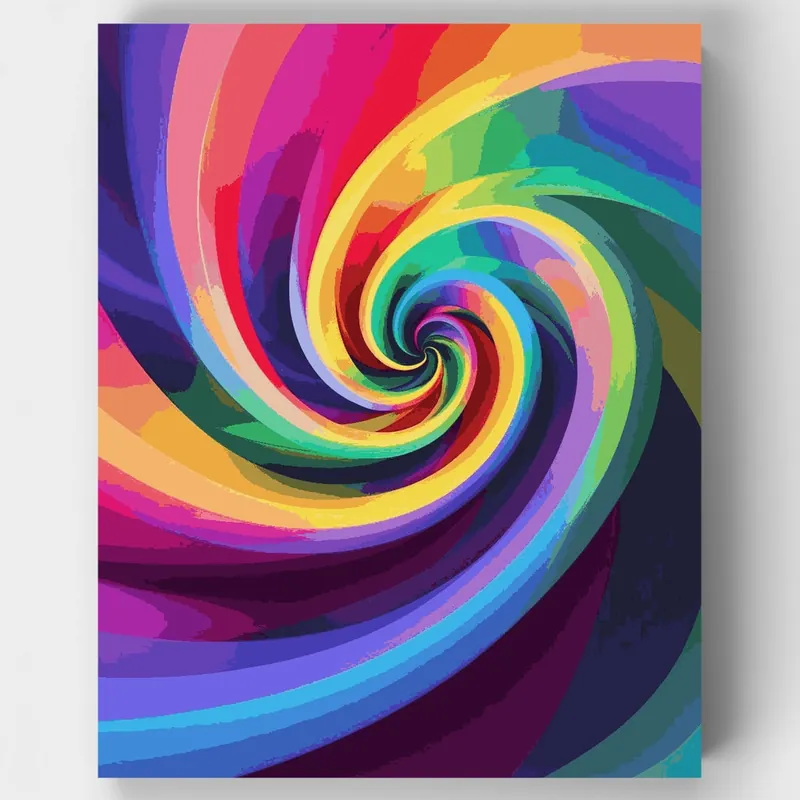 Precio Bajo Kit de pintar por números Espiral de Arcoíris Vibrante - Lienzo Enrollado / 24 Colores