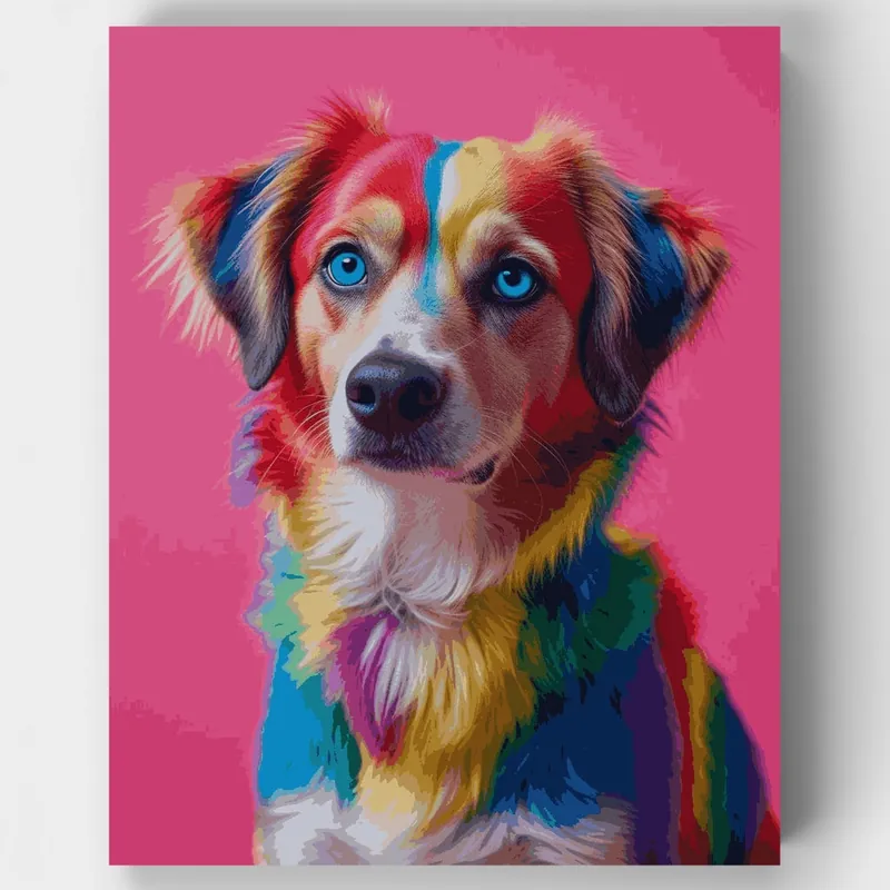 Retrato de Perro Colorido - Kit de pintar por números - Lienzo Enrollado / 24 Colores Bestseller