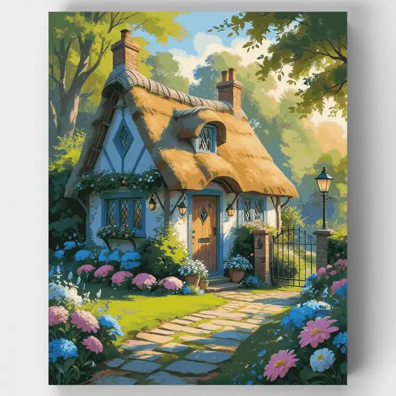 Gran Oferta Jardín Encantado de Casa de Campo Inglesa - Kit de pintar por números - Lienzo Enrollado / 24 Colores