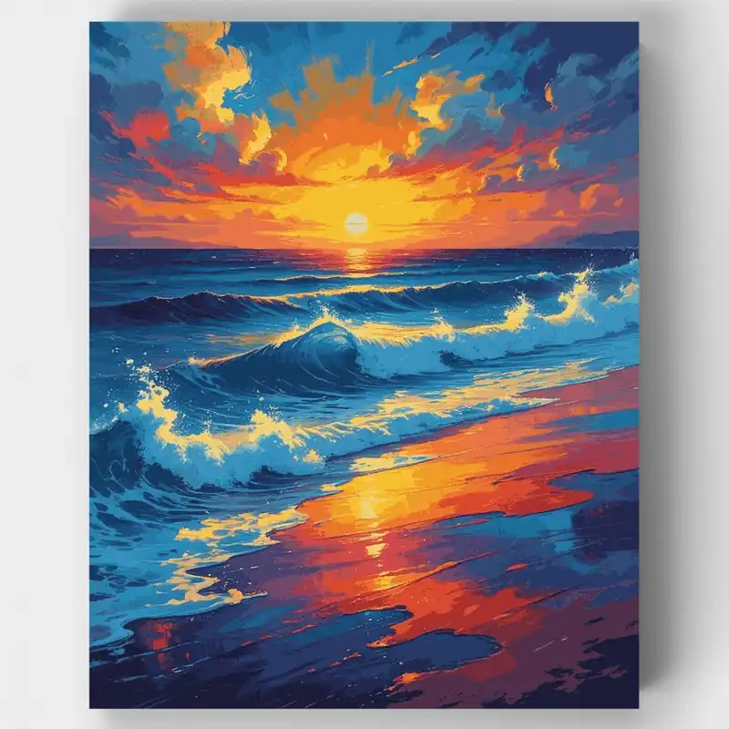 Súper Precio Paraíso del Atardecer Oceánico - Kit de pintar por números - Lienzo Enrollado / 24 Colores