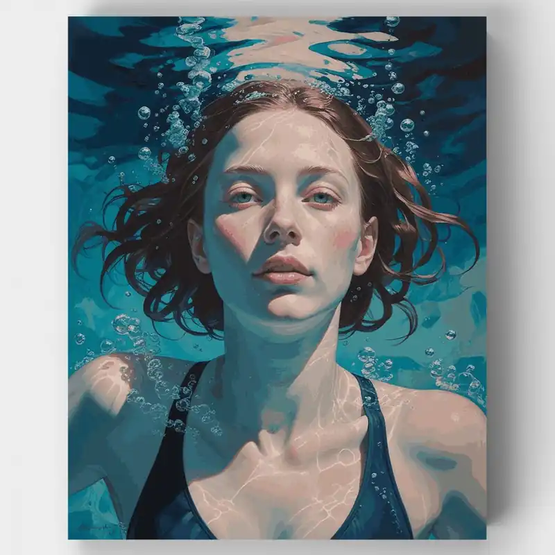 Económico Retrato Submarino - Kit de pintar por números - Lienzo Enrollado / 24 Colores