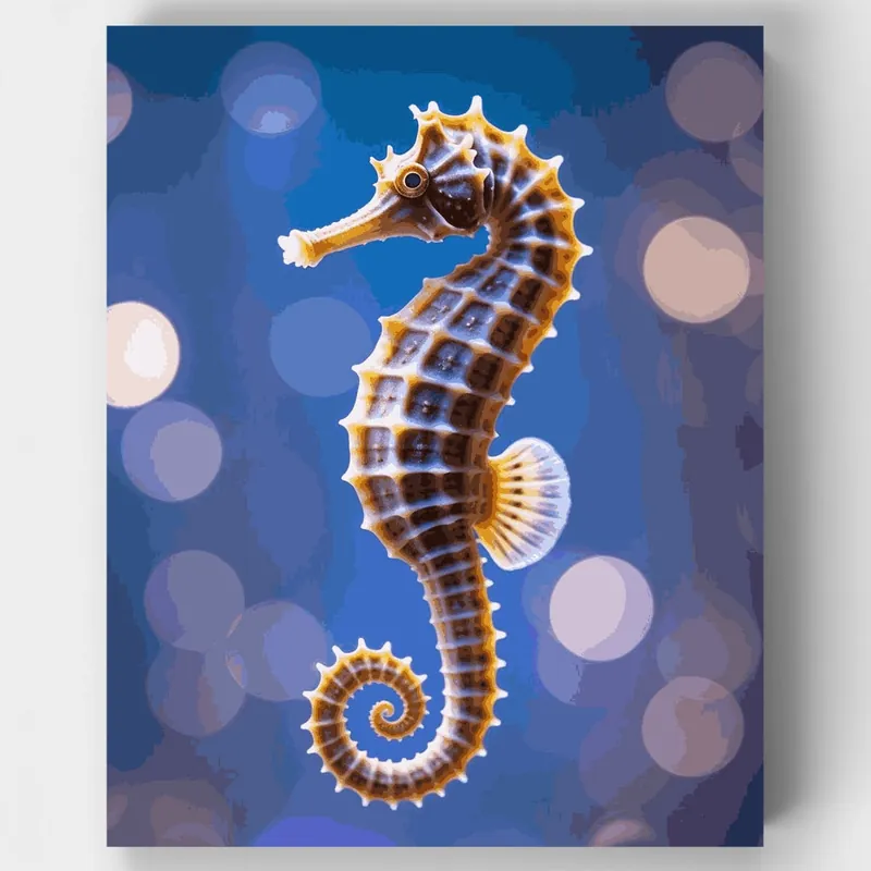 Venta Final Caballito de mar - Kit de pintar por números - Lienzo Enrollado / 24 Colores