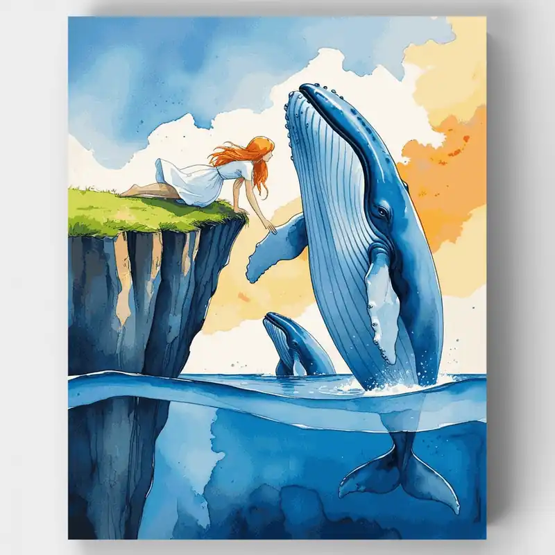 Sueños Caprichosos de Ballena - Kit de pintar por números - Lienzo Enrollado / 24 Colores Original