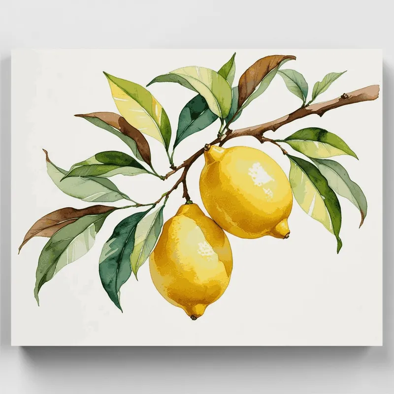 Rama de Limón Acuarela - Kit de pintar por números - Lienzo Enrollado / 24 Colores Solo Hoy