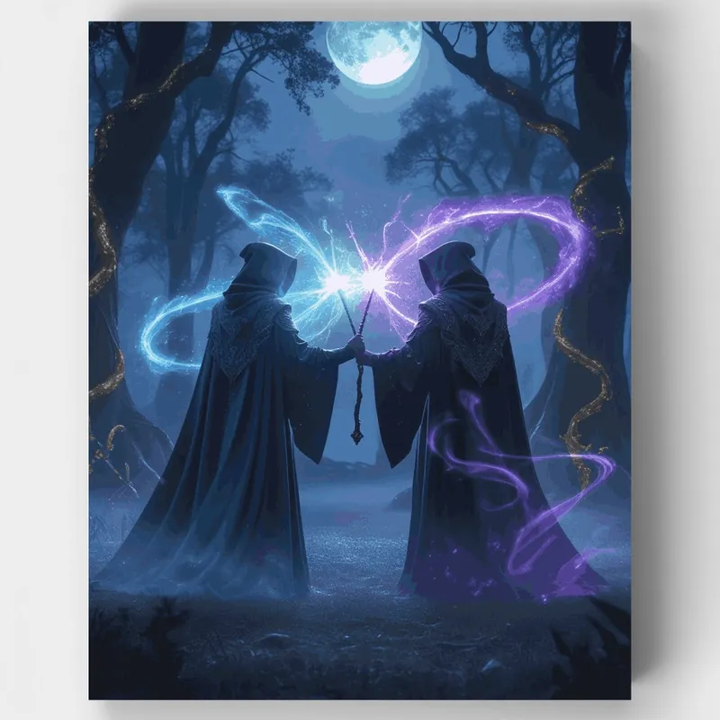 Duelo de Magos Místicos - Kit de pintar por números - Lienzo Enrollado / 24 Colores Oferta Especial