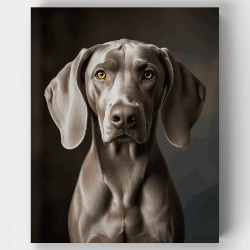 Promoción Noble Weimaraner con Ojos Dorados - Kit de pintar por números - Lienzo Enrollado / 24 Colores