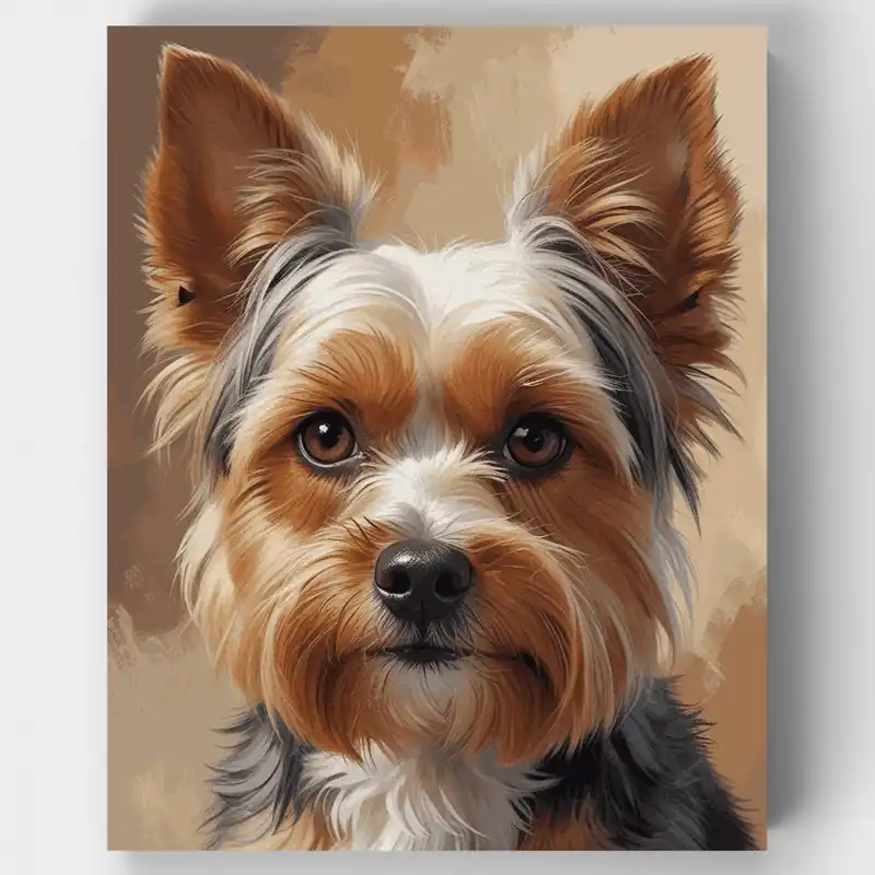 Promoción Retrato de Yorkshire Terrier - Kit de pintar por números - Lienzo Enrollado / 24 Colores